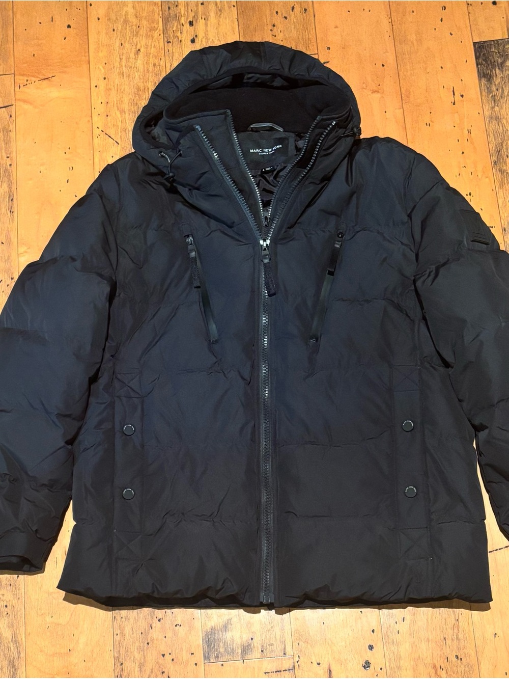 Marc New York Men's Black Quilted Hooded Puffer Coat